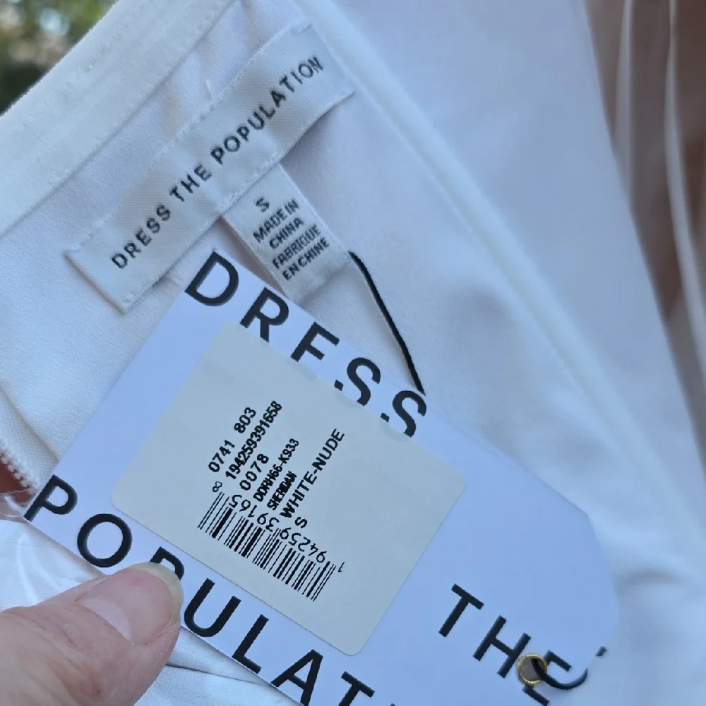 NWT $598 DRESS THE POPULATION SHERIDAN STRAPLESS GOWN DRESS IN WHITE & NUDE SZ S - Picture 9 of 11